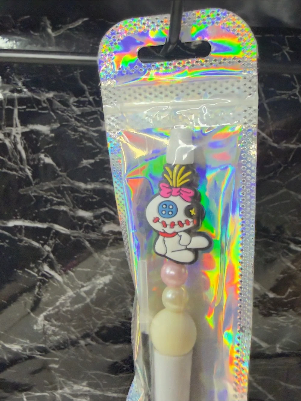 Stitch Voodoo Doll Focal Bead Pen Black & Blue Ink